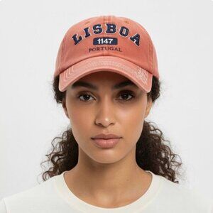 Portugal Lisboa Souvenir Distressed Orange Baseball Cap One Size NWT